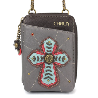 Chevron Cross Wallet Crossbody - Brown