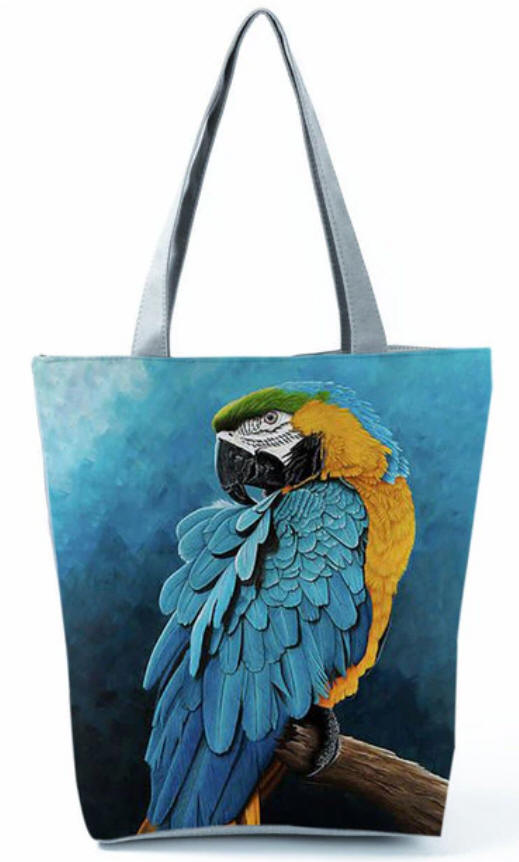 Blue and Gold Zippered Tote Bag