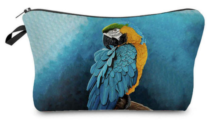 Blue & Gold Macaw Zippered Cosmetic Bag
