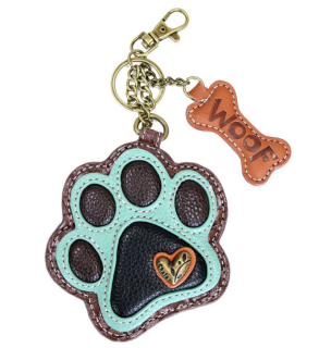 Paw Teal Key Fob Coin Purse by Chala