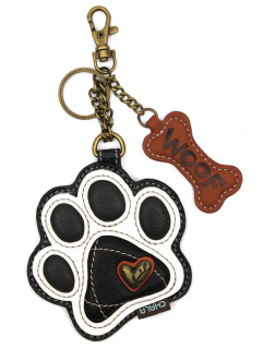 Paw Black White Key Fob Coin Purse by Chala