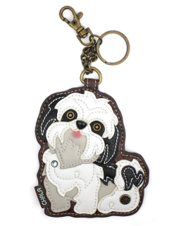 Shih Tzu White Key Fob Coin Purse by Chala