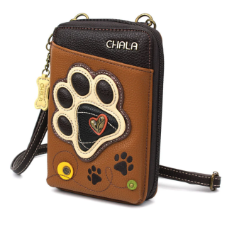 Paw Print Wallet Crossbody - Brown