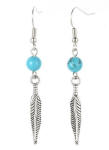 Faux Turquoise Feather Dangle Earrings